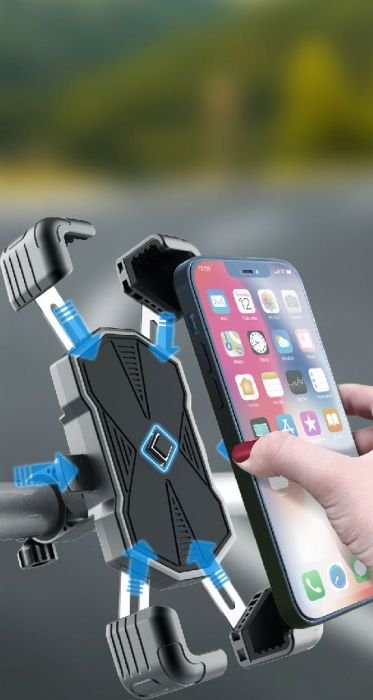 Cell Phone Mount - 4 Corner Profile, 4.5-7.2 Inch Phones, 20-30mm Handlebar Mount - Image 4