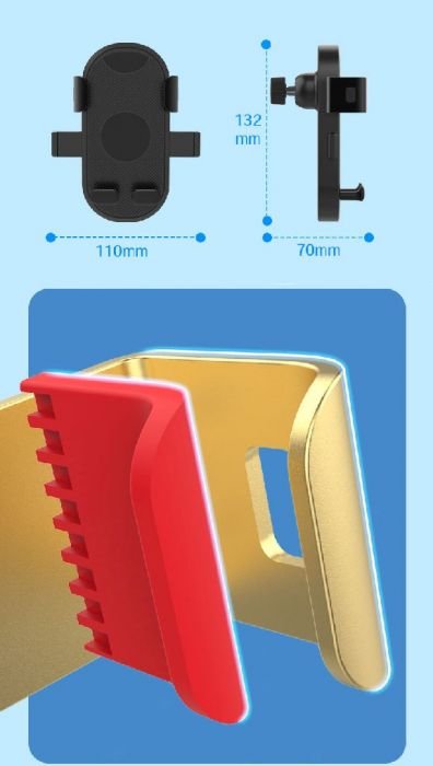 Cell Phone Mount - Side & Bottom Support Profile, 4.5-7.2 Inch Phones, 20-30mm Handlebar Mount - Image 5